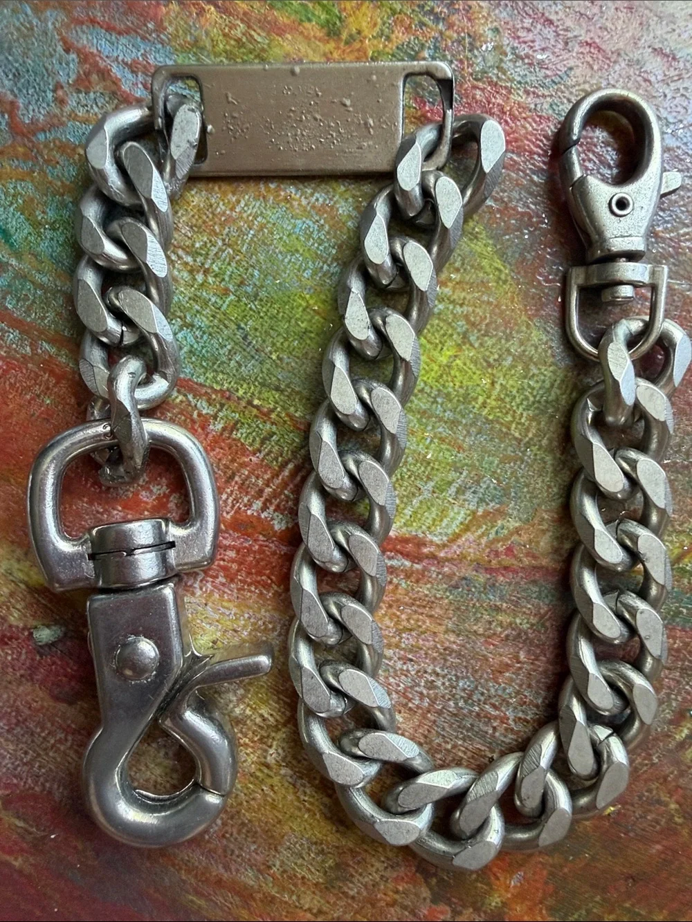 Dolce & Gabbana Silver Tone Key chain w. D&G Logo Plate Durable Heavy Vtg 15
